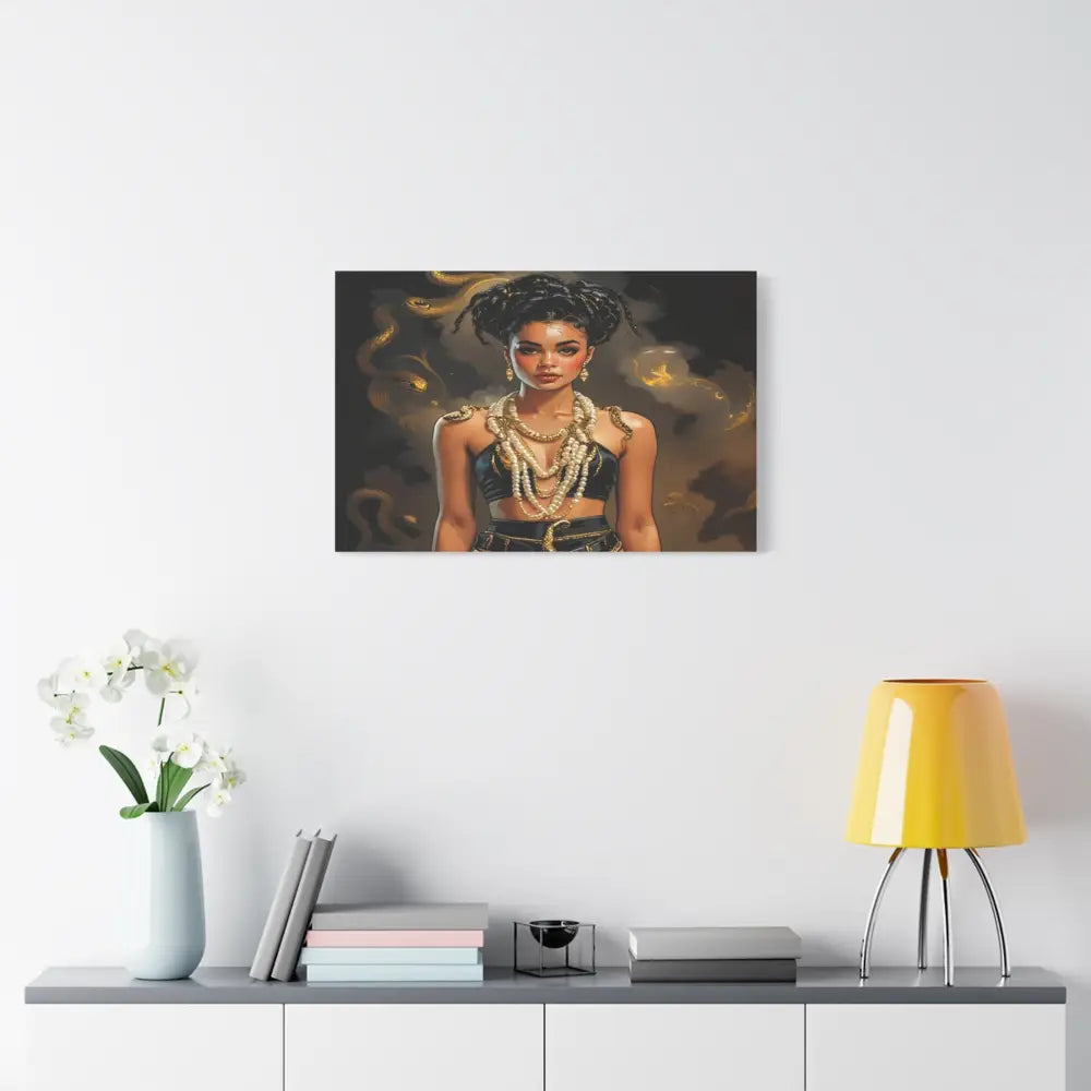 Serpent’s Embrace: Mythical Feminine Power Digital Fantasy PortraitCanvas Canvas