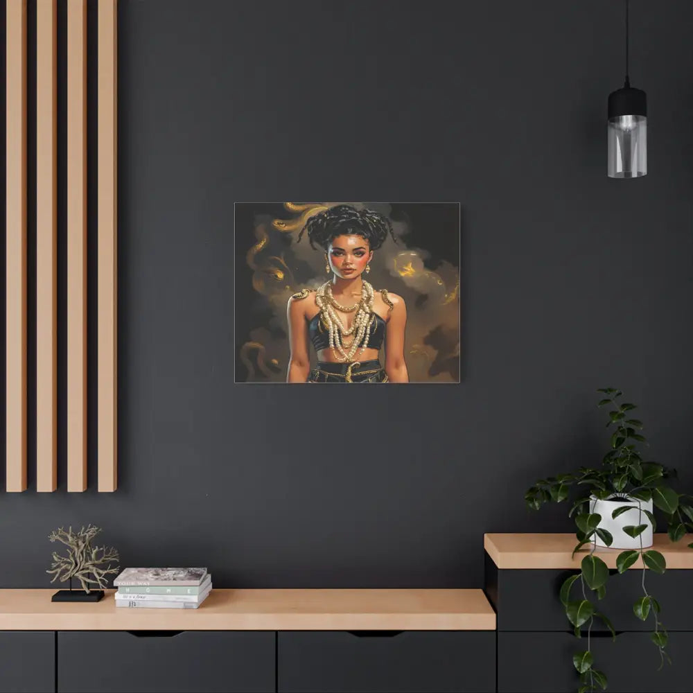Serpent’s Embrace: Mythical Feminine Power Digital Fantasy PortraitCanvas Canvas