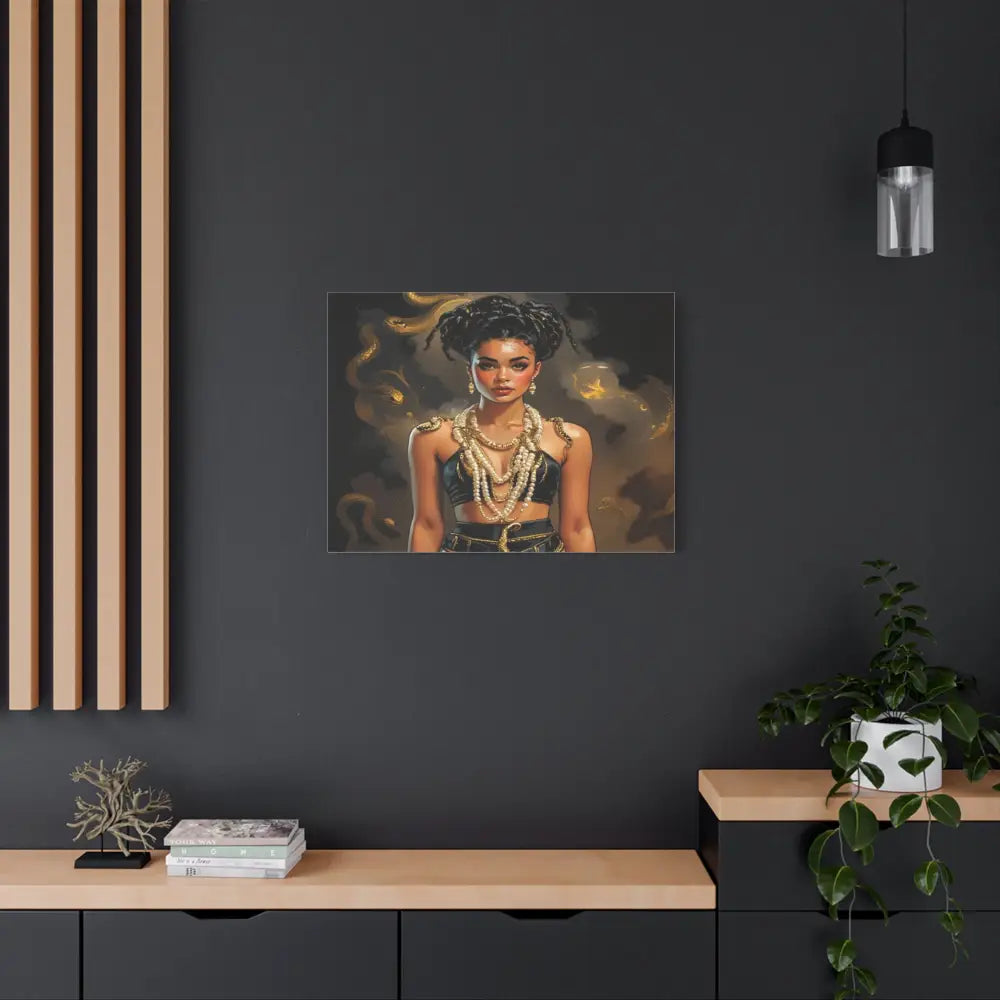 Serpent’s Embrace: Mythical Feminine Power Digital Fantasy PortraitCanvas Canvas