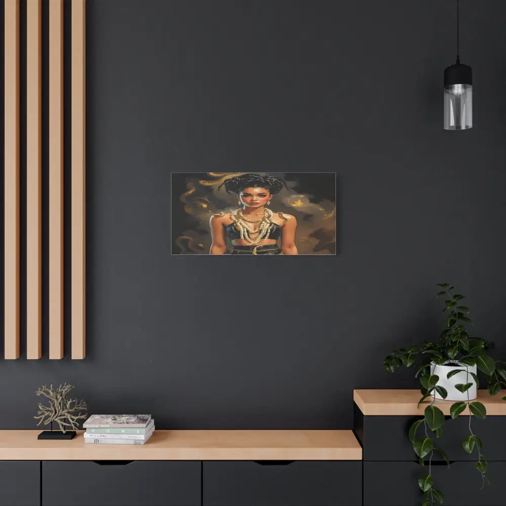 Serpent’s Embrace: Mythical Feminine Power Digital Fantasy PortraitCanvas Canvas