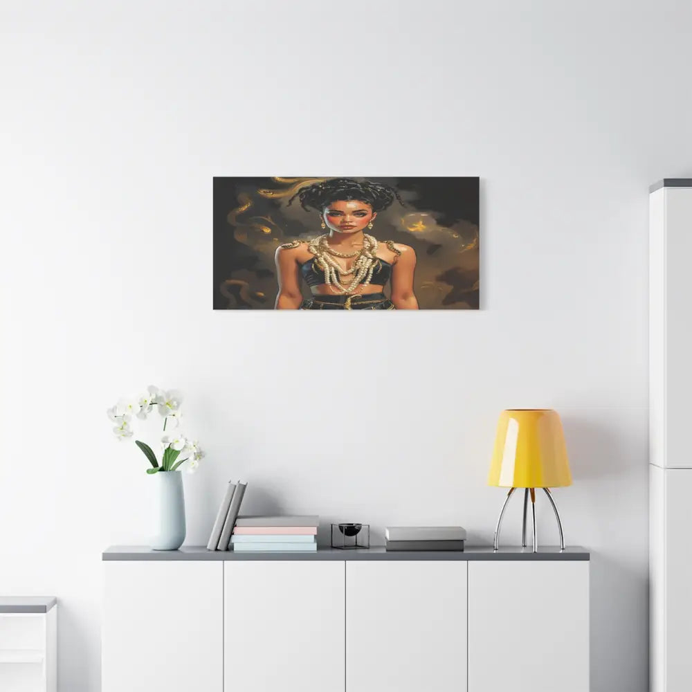 Serpent’s Embrace: Mythical Feminine Power Digital Fantasy PortraitCanvas Canvas