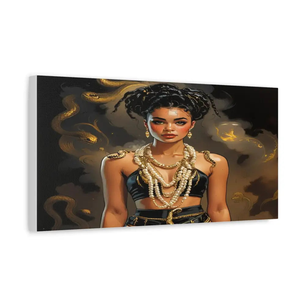 Serpent’s Embrace: Mythical Feminine Power Digital Fantasy PortraitCanvas Canvas