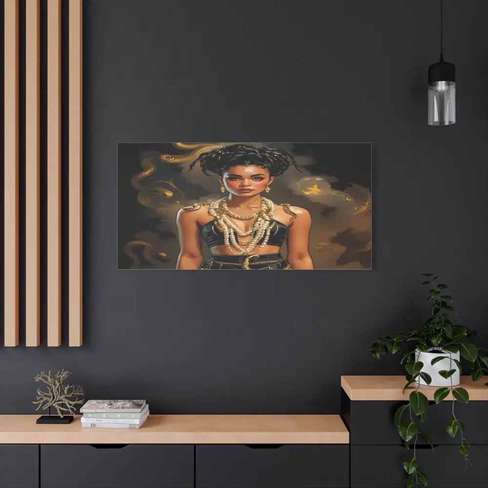 Serpent’s Embrace: Mythical Feminine Power Digital Fantasy PortraitCanvas Canvas