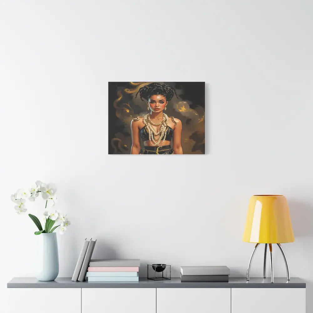 Serpent’s Embrace: Mythical Feminine Power Digital Fantasy PortraitCanvas Canvas