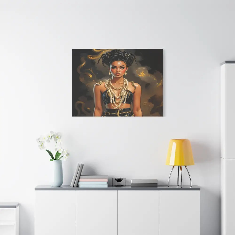 Serpent’s Embrace: Mythical Feminine Power Digital Fantasy PortraitCanvas Canvas