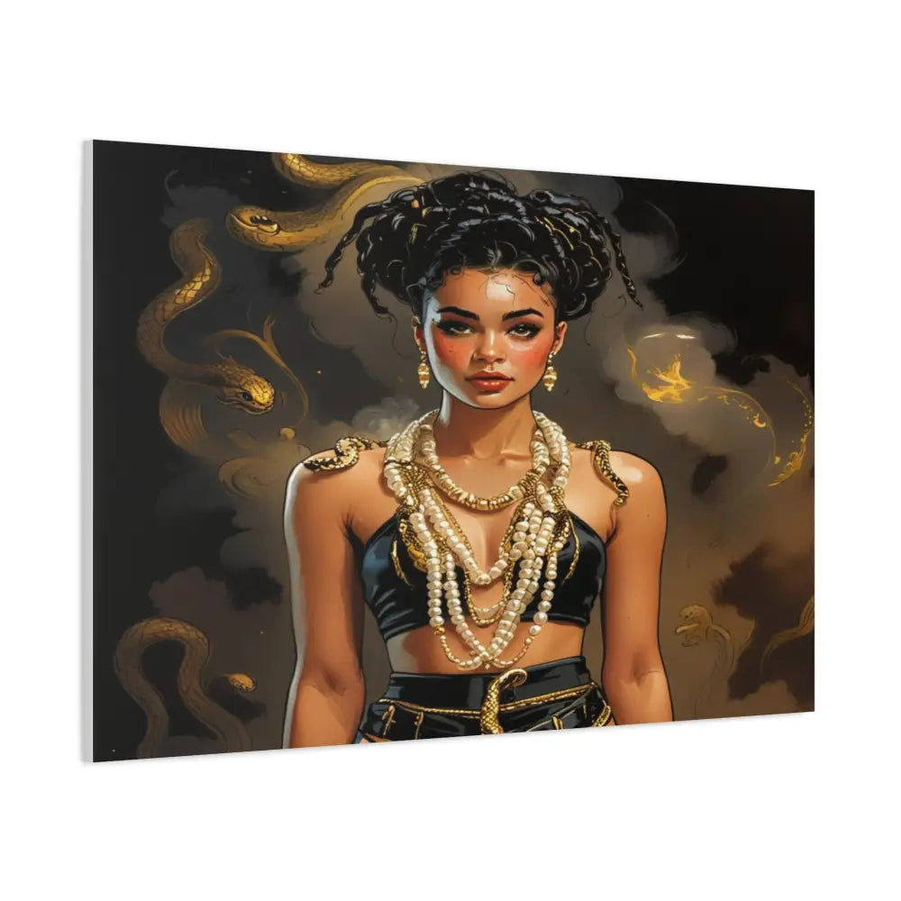 Serpent’s Embrace: Mythical Feminine Power Digital Fantasy PortraitCanvas Canvas