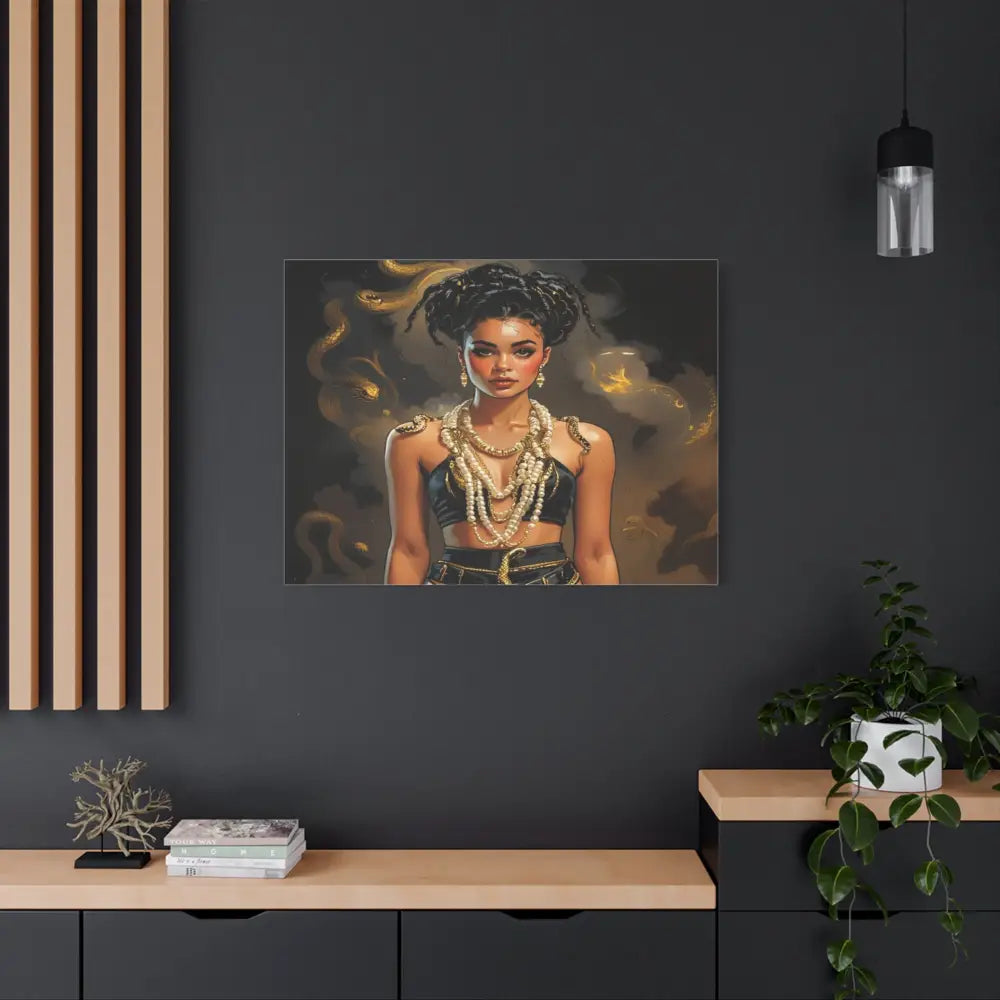 Serpent’s Embrace: Mythical Feminine Power Digital Fantasy PortraitCanvas Canvas