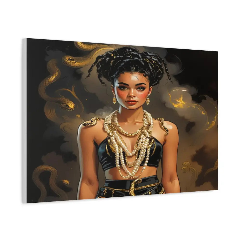Serpent’s Embrace: Mythical Feminine Power Digital Fantasy PortraitCanvas Canvas
