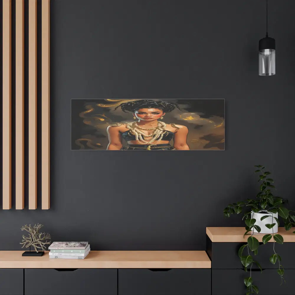 Serpent’s Embrace: Mythical Feminine Power Digital Fantasy PortraitCanvas Canvas