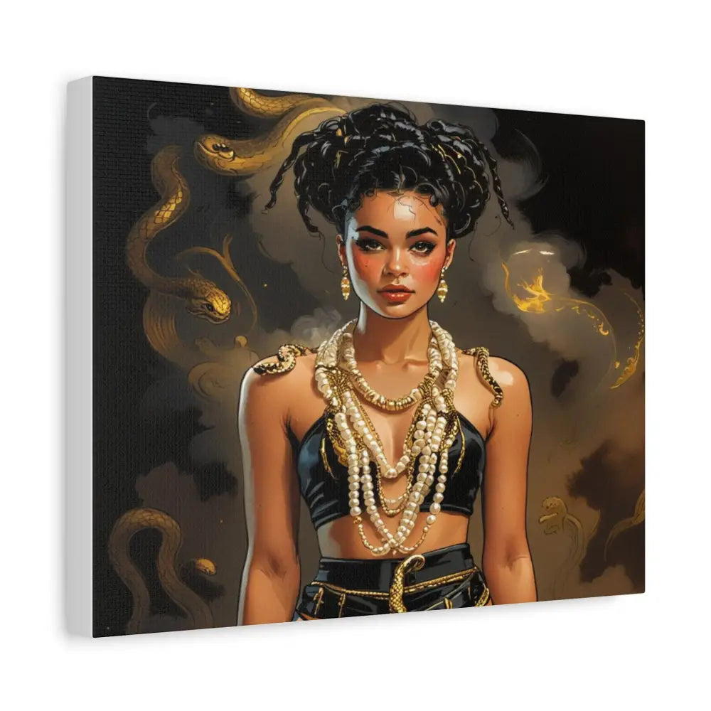 Serpent’s Embrace: Mythical Feminine Power Digital Fantasy PortraitCanvas Canvas
