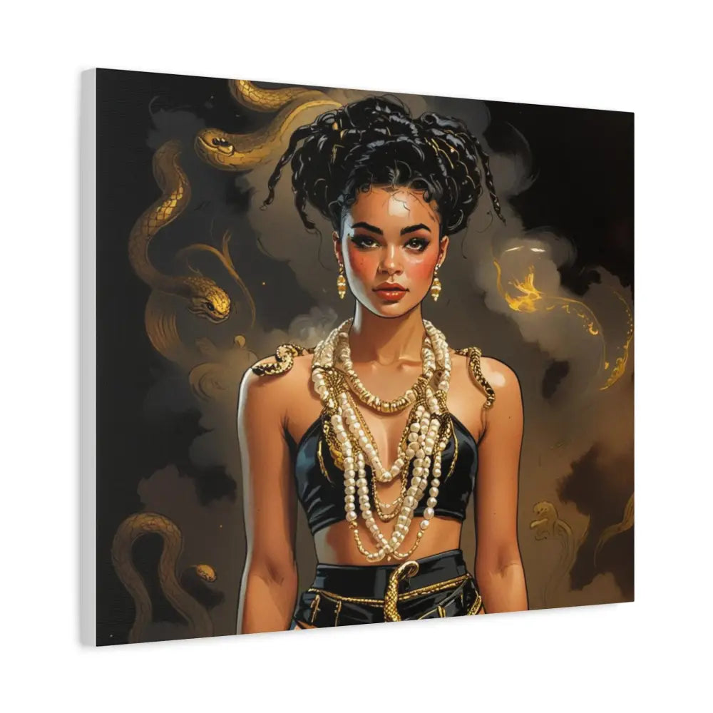 Serpent’s Embrace: Mythical Feminine Power Digital Fantasy PortraitCanvas Canvas