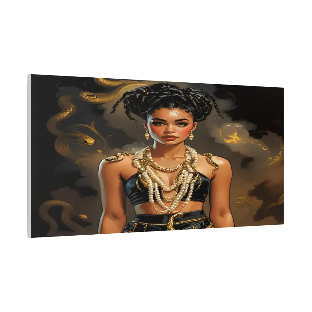 Serpent’s Embrace: Mythical Feminine Power Digital Fantasy PortraitCanvas Canvas
