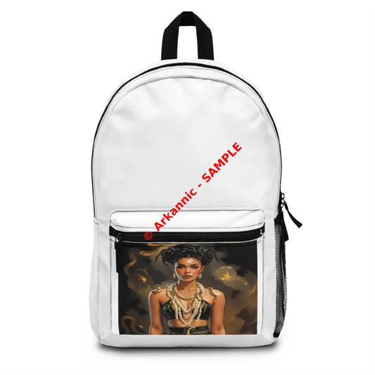Serpent’s Reign: Digital Mythological Portrait Feminine Power Illustration Backpack One size Bags