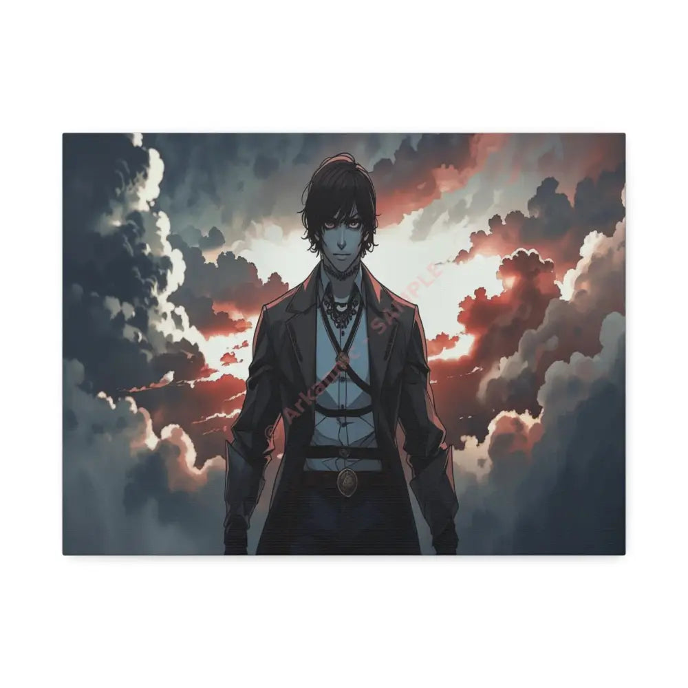 Solitary Horizon: Digital Portrait Dramatic Sunset Narrative Canvas Print 16″ x 12″ (Horizontal) / 1.5’’ Canvas