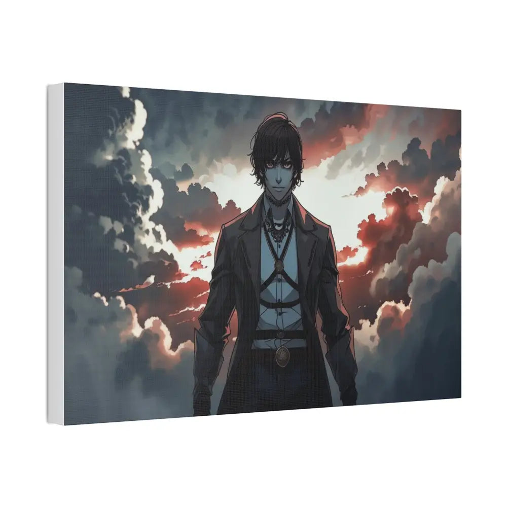 Solitary Horizon: Digital Portrait Dramatic Sunset Narrative Canvas Print Canvas
