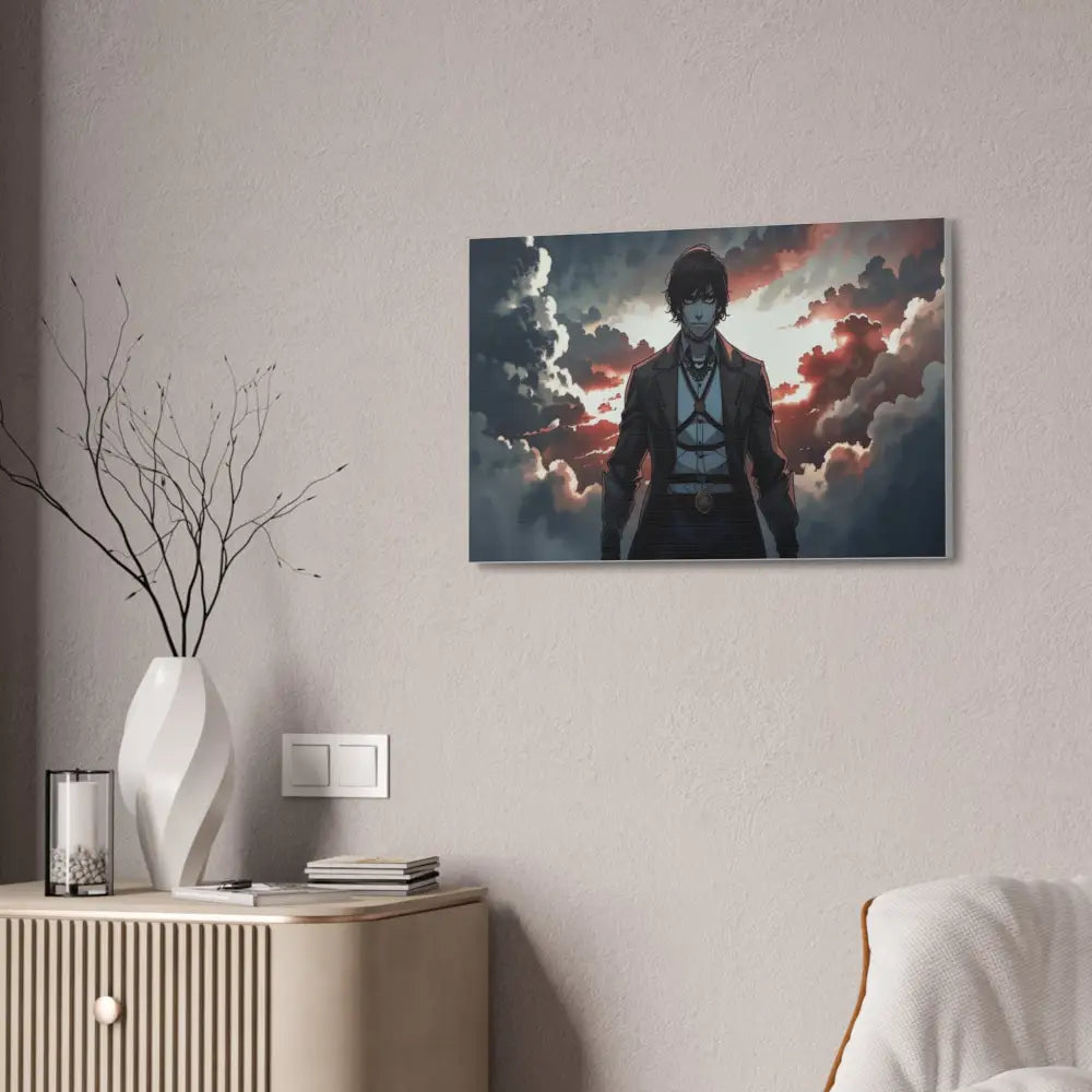 Solitary Horizon: Digital Portrait Dramatic Sunset Narrative Canvas Print Canvas