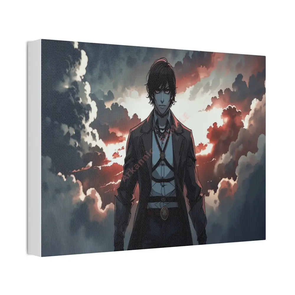 Solitary Horizon: Digital Portrait Dramatic Sunset Narrative Canvas Print Canvas