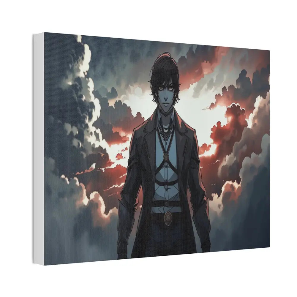 Solitary Horizon: Digital Portrait Dramatic Sunset Narrative Canvas Print Canvas