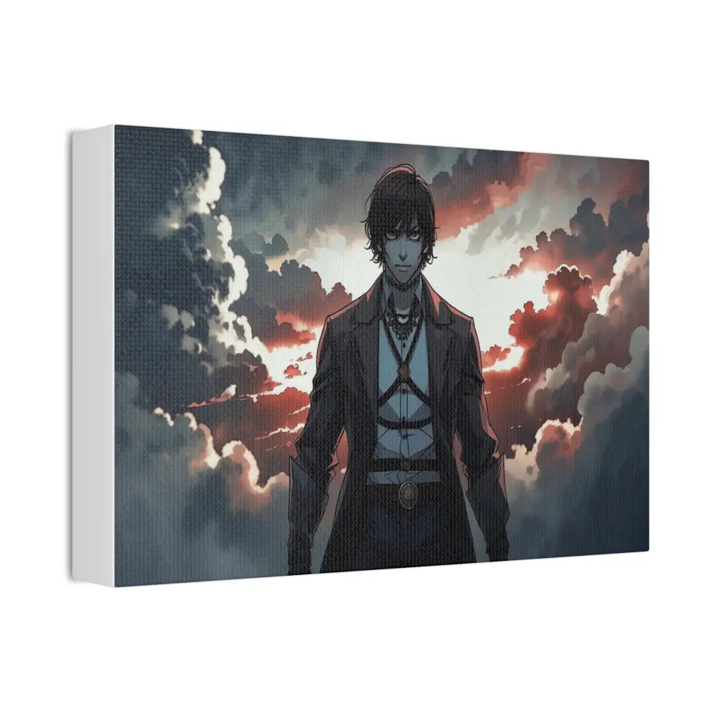 Solitary Horizon: Digital Portrait Dramatic Sunset Narrative Canvas Print Canvas
