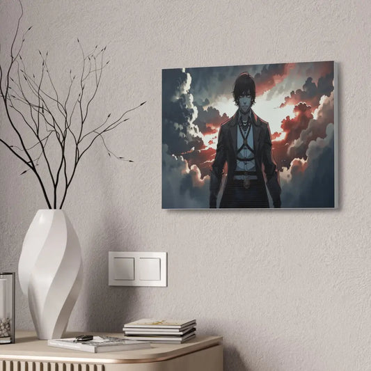 Solitary Horizon: Digital Portrait Dramatic Sunset Narrative Canvas Print Canvas