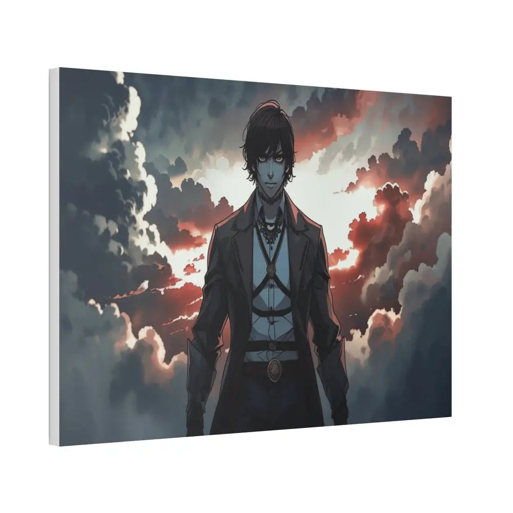 Solitary Horizon: Digital Portrait Dramatic Sunset Narrative Canvas Print Canvas