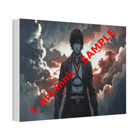 Solitary Horizon: Digital Portrait Dramatic Sunset Narrative Canvas Print Canvas