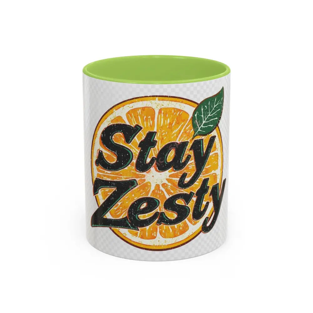 Stay Zesty Coffee Mug | Bold Orange Design | Fun Positive Gift for Coffee & Tea Lovers 11oz / Light Green Mug