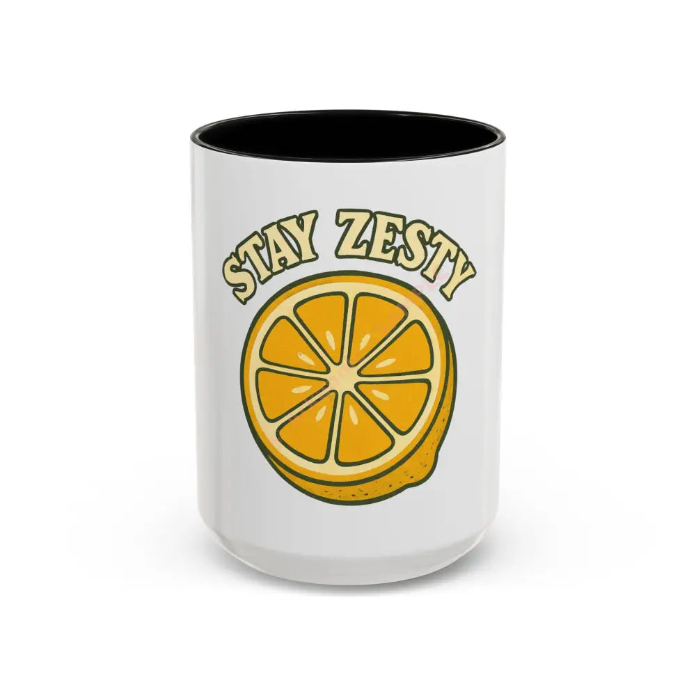 Stay Zesty Coffee Mug | Fun Lemon Design | Positive Gift for Coffee & Tea Lovers 15oz / Black Mug