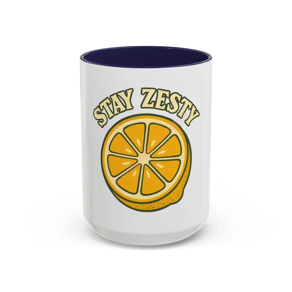 Stay Zesty Coffee Mug | Fun Lemon Design | Positive Gift for Coffee & Tea Lovers 15oz / Navy Mug