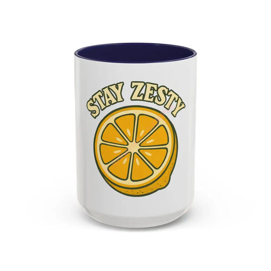 Stay Zesty Coffee Mug | Fun Lemon Design | Positive Gift for Coffee & Tea Lovers 15oz / Navy Mug
