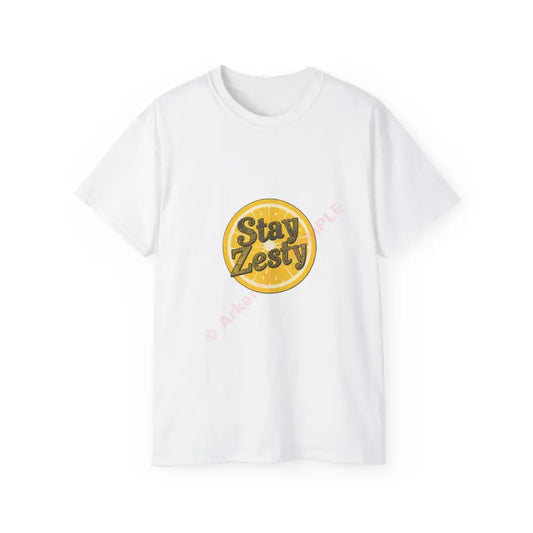 Stay Zesty Tee - Fun Unisex Cotton Shirt for Citrus Lovers Gifts for Friends Summer Vibes Casual Wear Trendy Top White