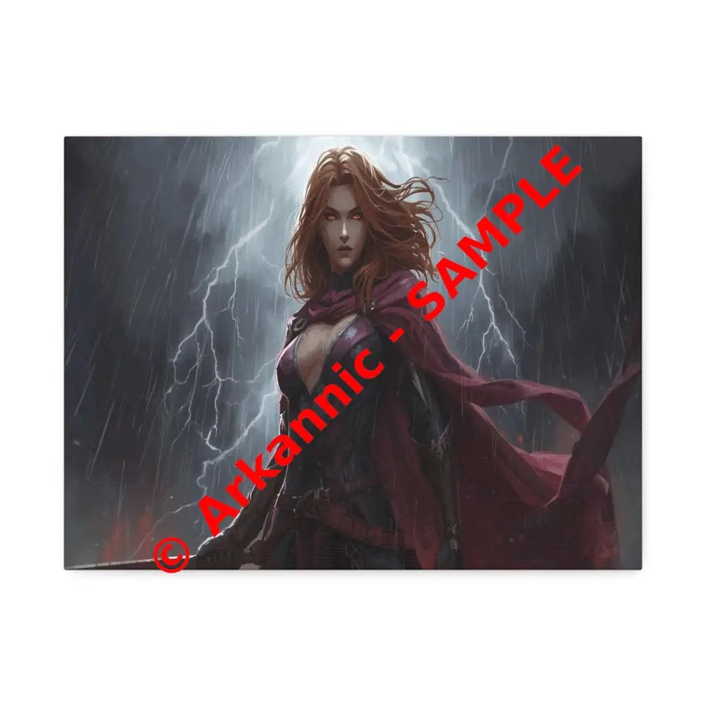 Stormborn Valkyrie: High-Fantasy Digital Warrior Art Dramatic Lightning Storm Battle Scene with Glowing Eyes and Red