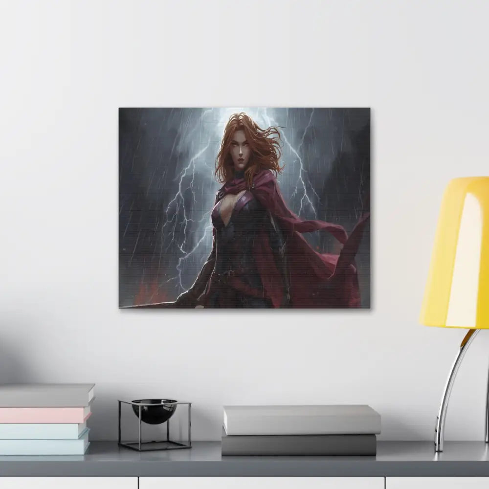 Stormborn Valkyrie: High-Fantasy Digital Warrior Art Dramatic Lightning Storm Battle Scene with Glowing Eyes and Red