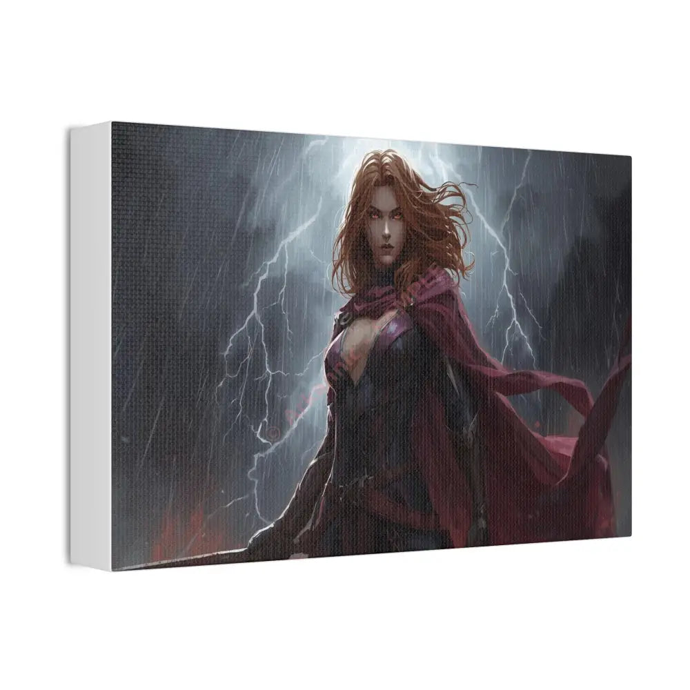 Stormborn Valkyrie: High-Fantasy Digital Warrior Art Dramatic Lightning Storm Battle Scene with Glowing Eyes and Red
