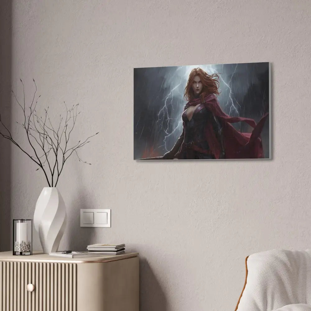 Stormborn Valkyrie: High-Fantasy Digital Warrior Art Dramatic Lightning Storm Battle Scene with Glowing Eyes and Red