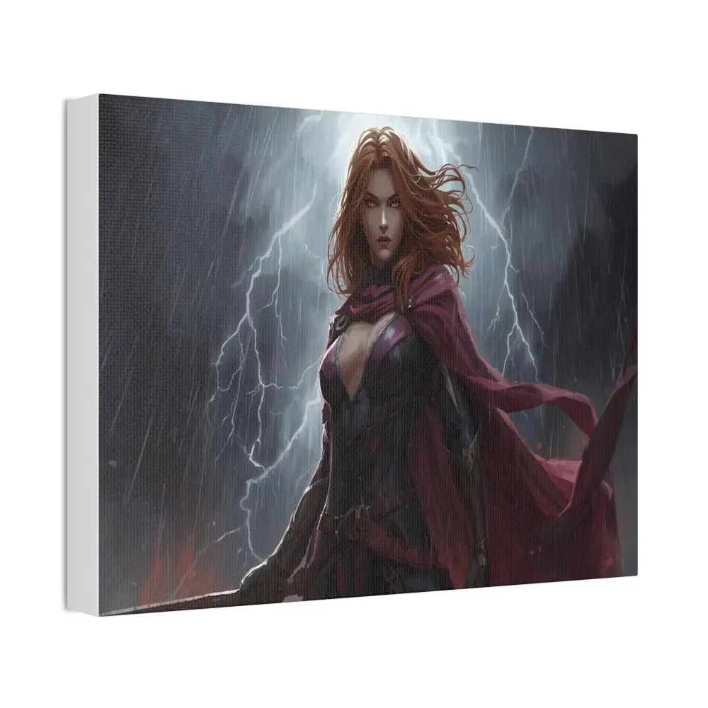 Stormborn Valkyrie: High-Fantasy Digital Warrior Art Dramatic Lightning Storm Battle Scene with Glowing Eyes and Red
