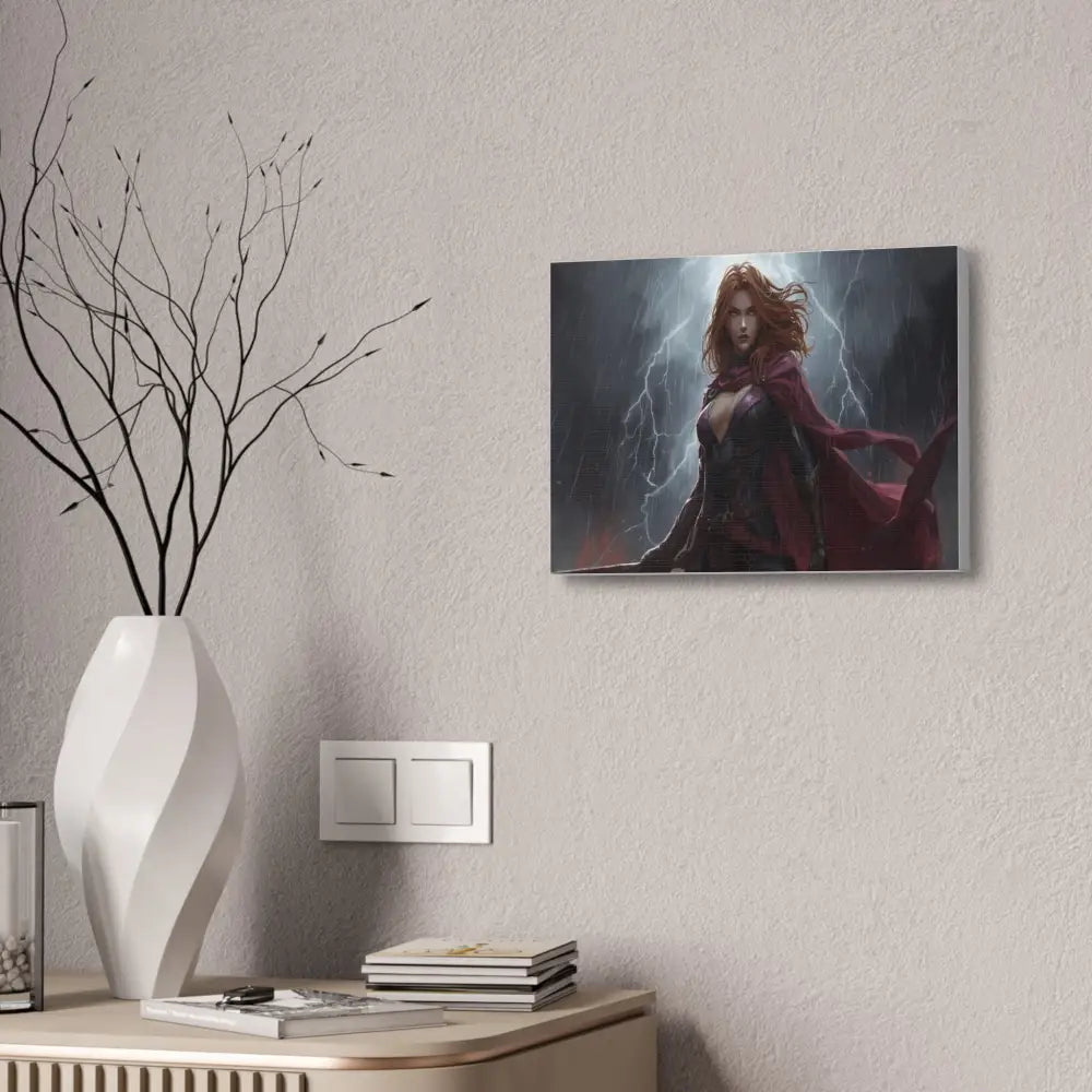 Stormborn Valkyrie: High-Fantasy Digital Warrior Art Dramatic Lightning Storm Battle Scene with Glowing Eyes and Red