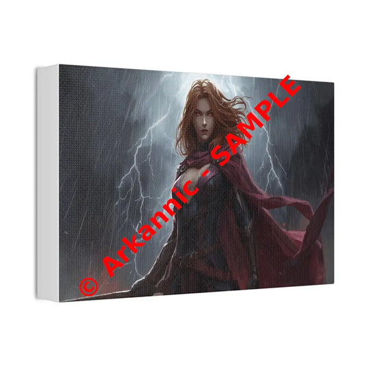 Stormborn Valkyrie: High-Fantasy Digital Warrior Art Dramatic Lightning Storm Battle Scene with Glowing Eyes and Red