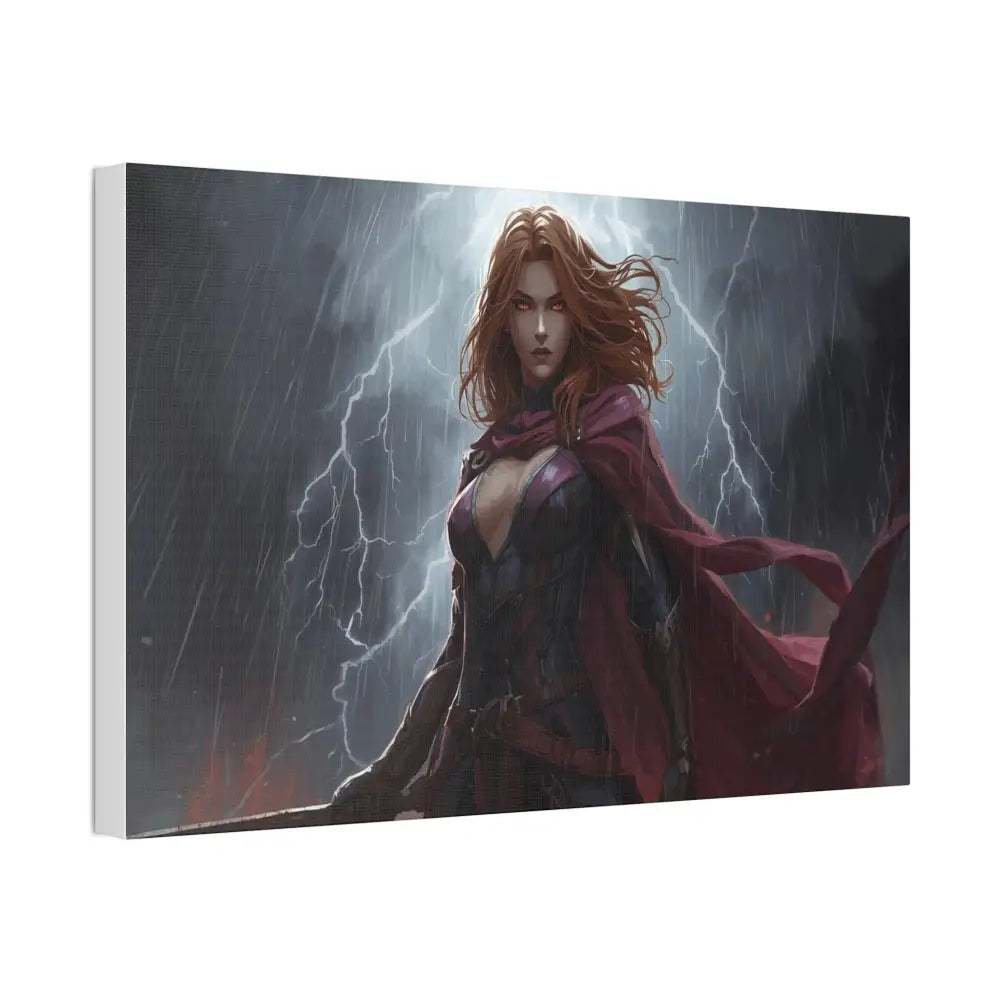 Stormborn Valkyrie: High-Fantasy Digital Warrior Art Dramatic Lightning Storm Battle Scene with Glowing Eyes and Red
