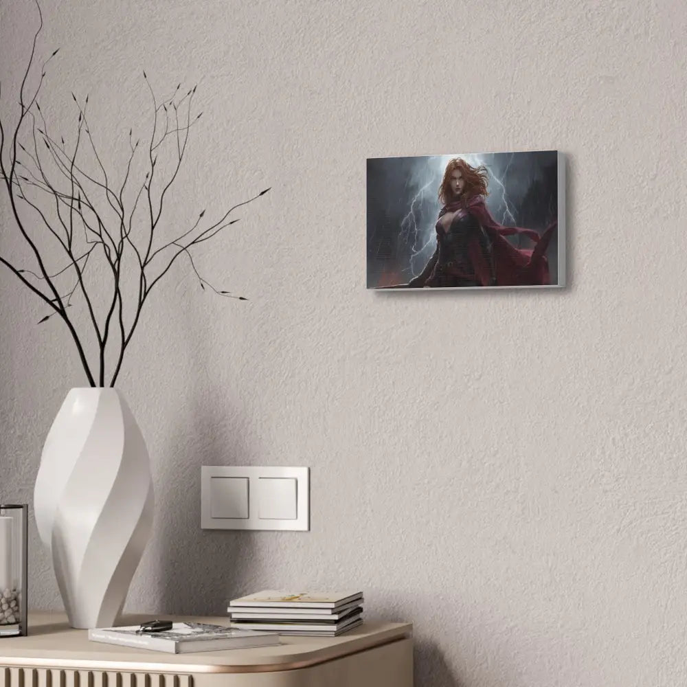 Stormborn Valkyrie: High-Fantasy Digital Warrior Art Dramatic Lightning Storm Battle Scene with Glowing Eyes and Red