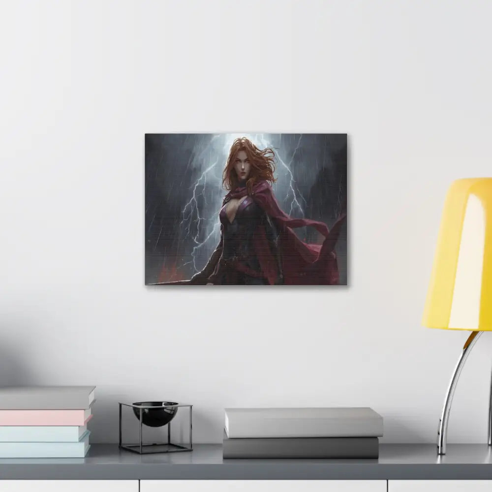 Stormborn Valkyrie: High-Fantasy Digital Warrior Art Dramatic Lightning Storm Battle Scene with Glowing Eyes and Red