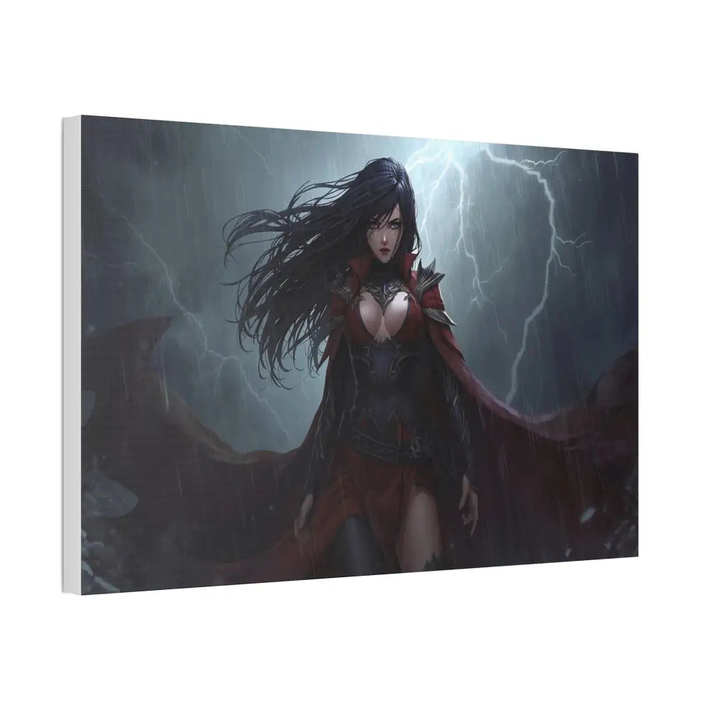 Stormborn Vanguard: Gothic Fantasy Warrior in Stormy Battle Armor High-Quality Semi-Realistic Digital Illustration
