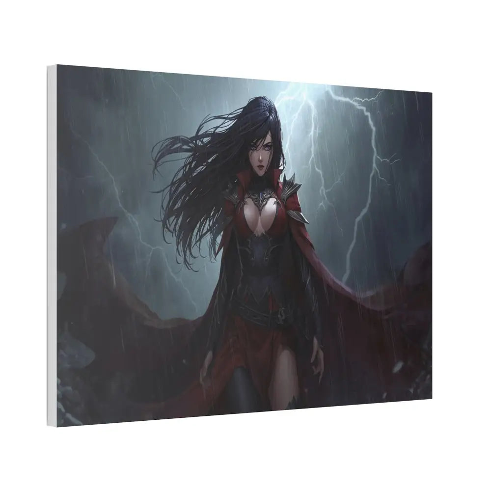 Stormborn Vanguard: Gothic Fantasy Warrior in Stormy Battle Armor High-Quality Semi-Realistic Digital Illustration