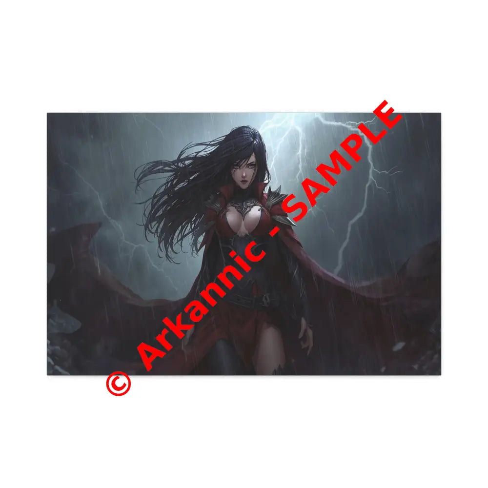 Stormborn Vanguard: Gothic Fantasy Warrior in Stormy Battle Armor High-Quality Semi-Realistic Digital Illustration