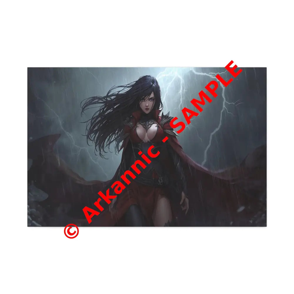 Stormborn Vanguard: Gothic Fantasy Warrior in Stormy Battle Armor High-Quality Semi-Realistic Digital Illustration