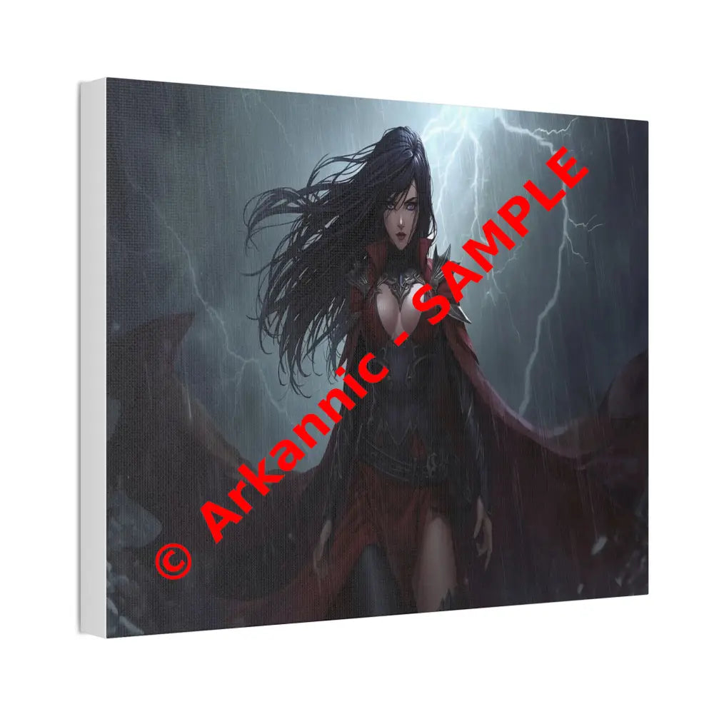 Stormborn Vanguard: Gothic Fantasy Warrior in Stormy Battle Armor High-Quality Semi-Realistic Digital Illustration