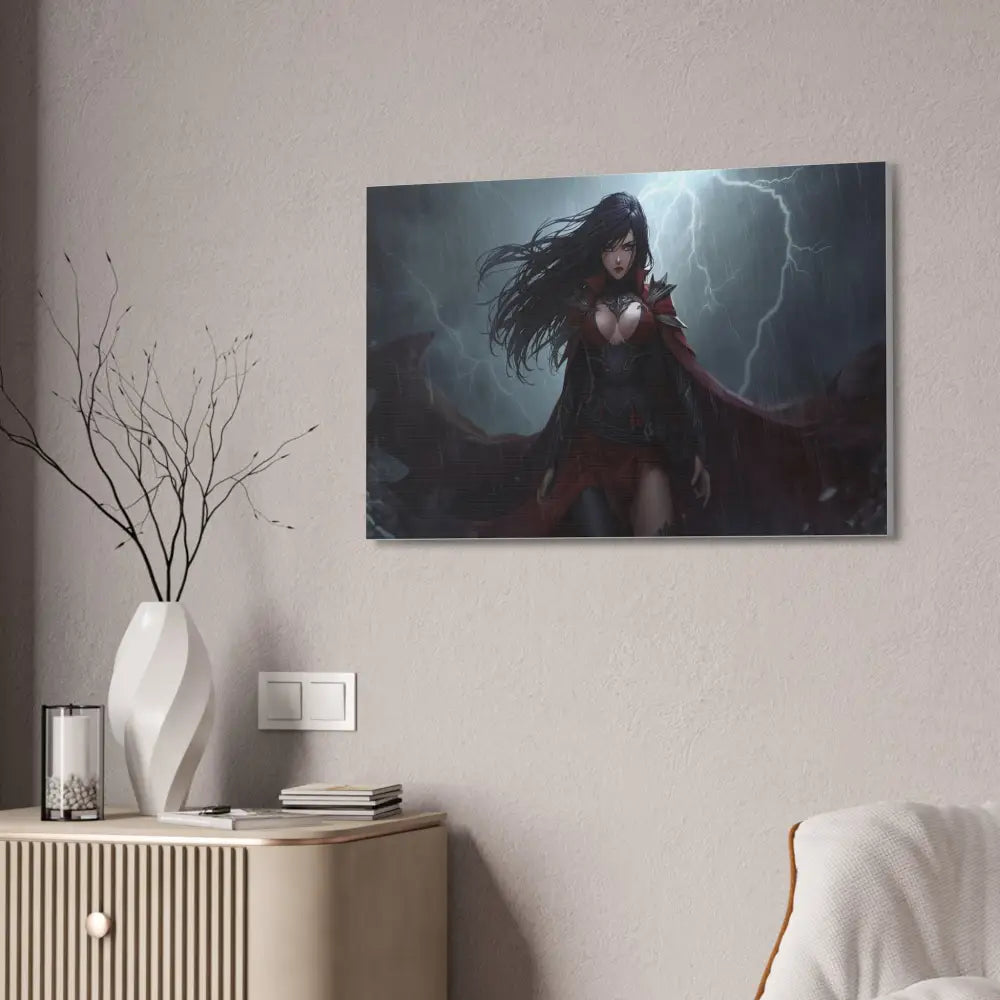 Stormborn Vanguard: Gothic Fantasy Warrior in Stormy Battle Armor High-Quality Semi-Realistic Digital Illustration