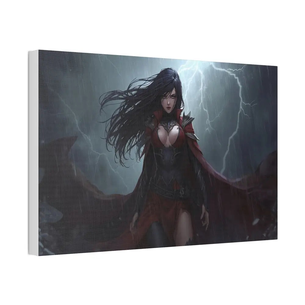 Stormborn Vanguard: Gothic Fantasy Warrior in Stormy Battle Armor High-Quality Semi-Realistic Digital Illustration