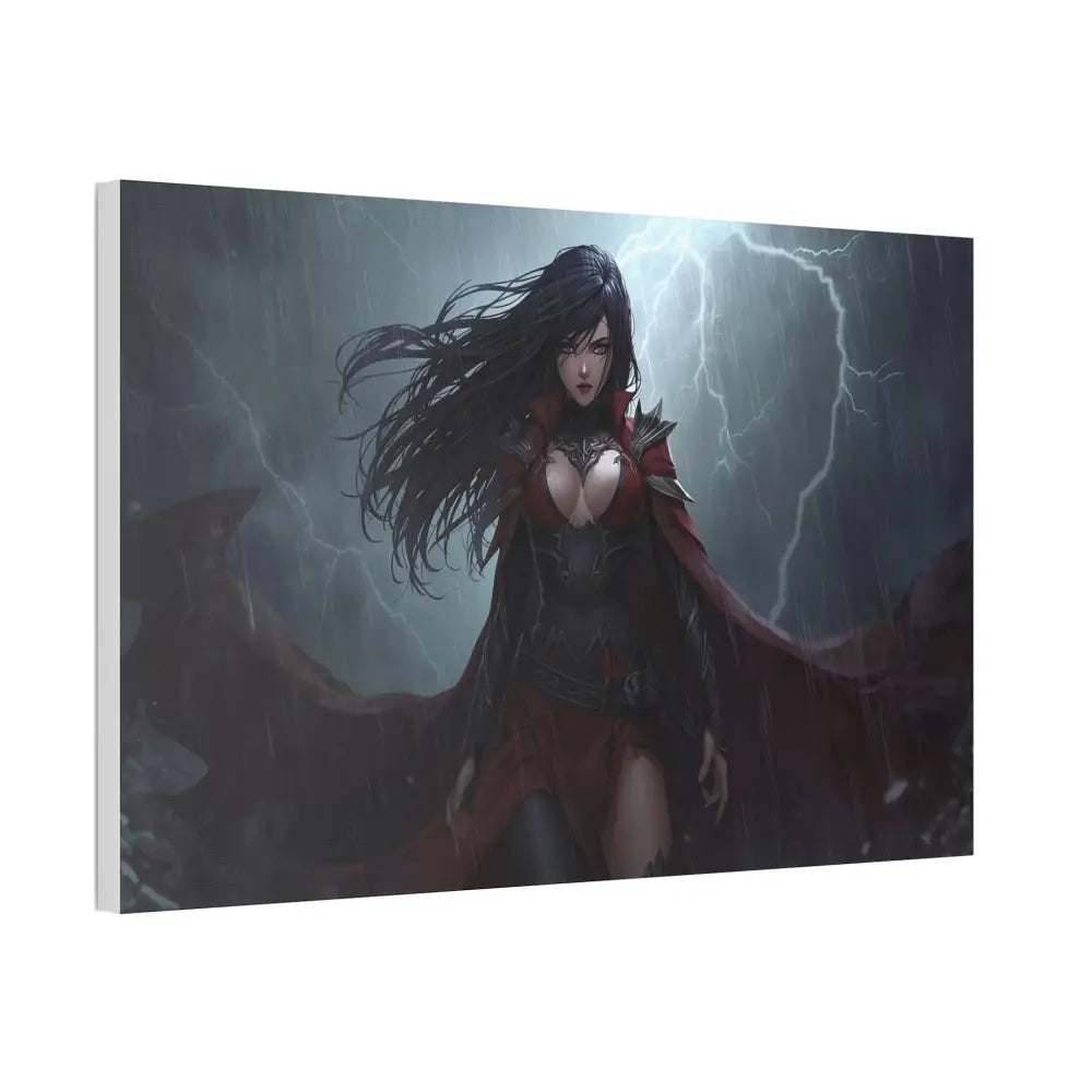 Stormborn Vanguard: Gothic Fantasy Warrior in Stormy Battle Armor High-Quality Semi-Realistic Digital Illustration