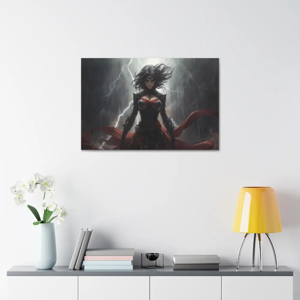 Stormborn Warrior: Dark Fantasy Female Portrait Epic Digital Battle Art Canvas Print Canvas